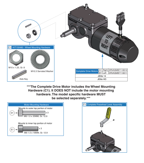 Sub Song Motor Assy, Elite 14/ Elite Hd parts diagram