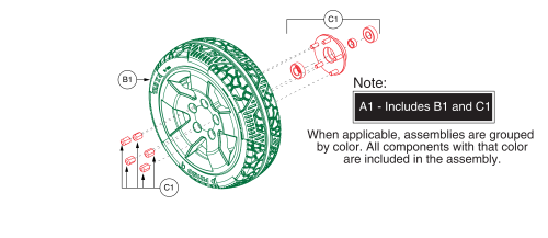 Front Flat Free Wheel Assy, Pursuit, S713 parts diagram