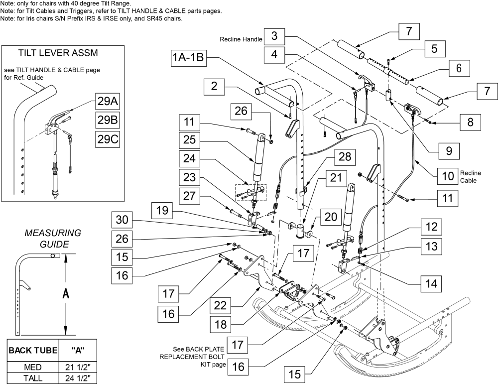 Reclining Backrest parts diagram