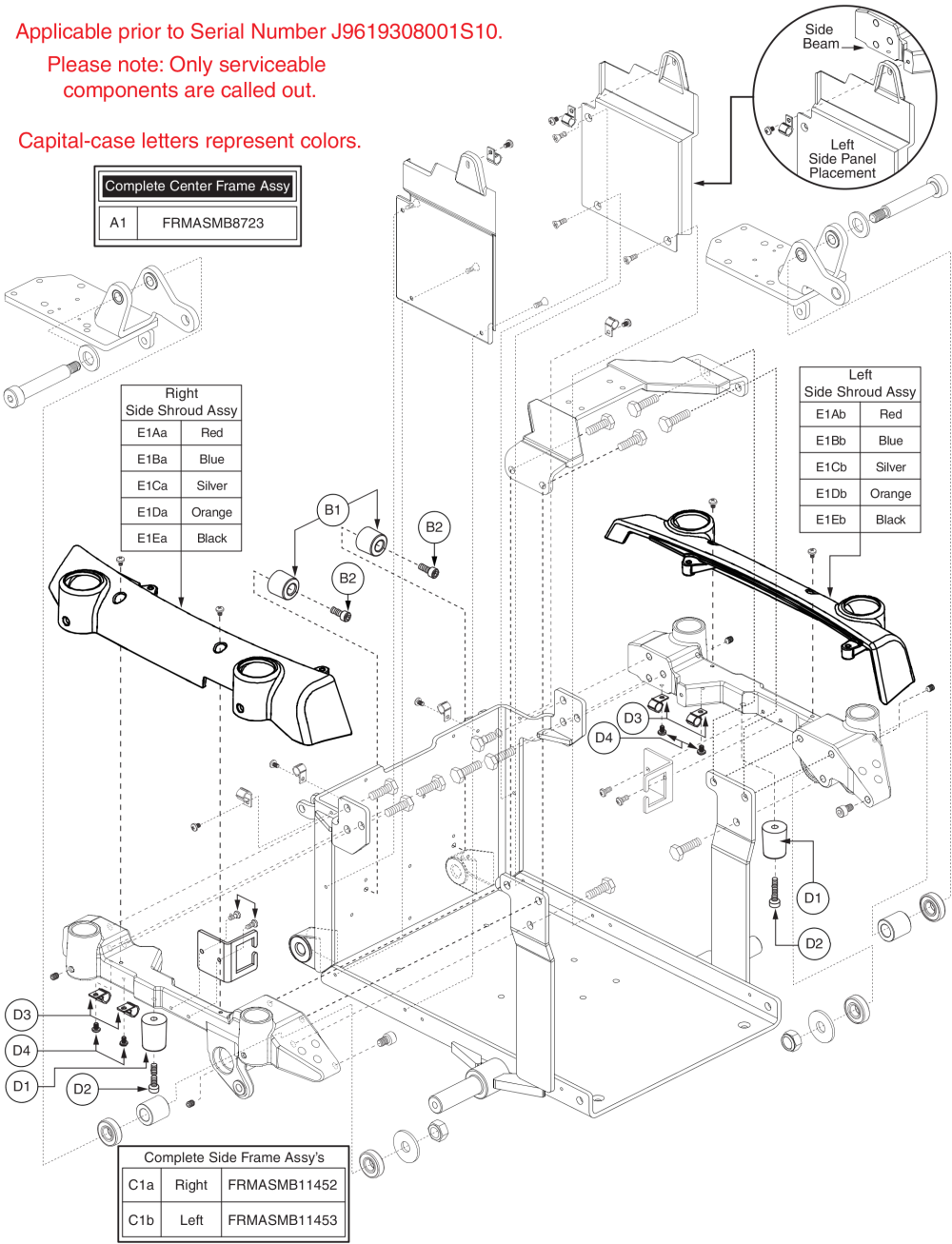 Center & Side Frame W/shrouds, Q6000z parts diagram