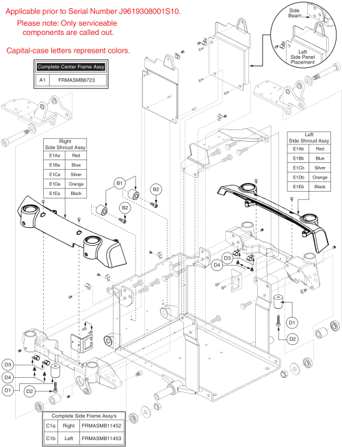 Center & Side Frame W/shrouds, Q6000z parts diagram