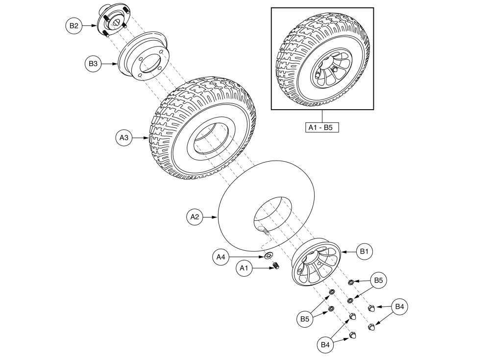 Pneumatic, Drive Wheel Assembly, Jazzy 1113 Ats parts diagram