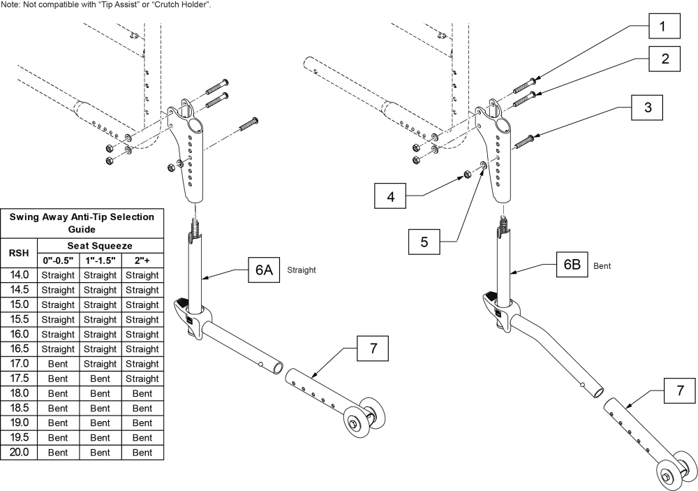 Swing-away Anti-tip parts diagram