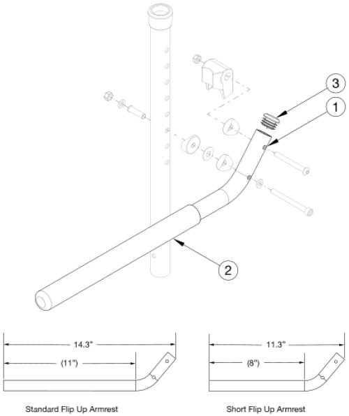 Flip Tubular Flip Up Armrest - Growth parts diagram