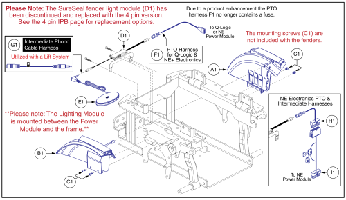 Fender Shrouds With Lights, Sure Seal Module, Edge Series parts diagram