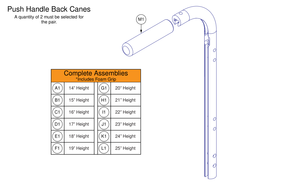 Tb Flex Back Canes parts diagram