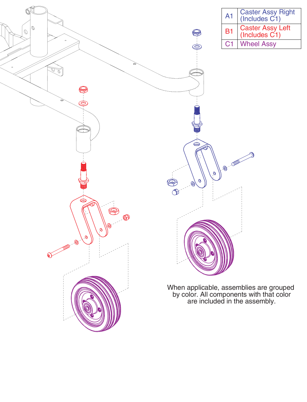 Rear Caster Wheel Assy - For S/n's Begining W/ Jb1 Or Jb3 parts diagram