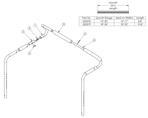 Focus Cr / Liberty Removable Stroller Handle parts diagram