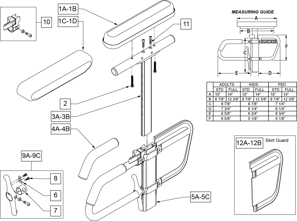 Single Post Height Adjustable Armrest (manual Products) parts diagram