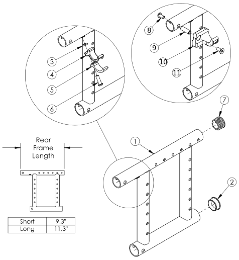 Catalyst 5 Reclining Rear Frame parts diagram