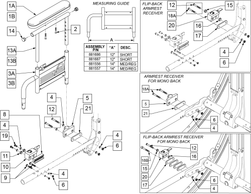 Dual Post Hgt Adj Armrest & Receiver parts diagram
