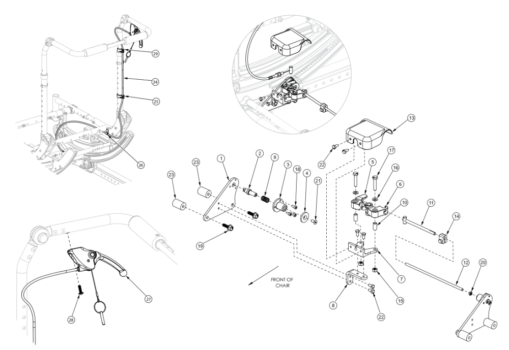 Focus Cr Hand Tilt Mechanism Adjustable Height With Adjustable Handle Back parts diagram