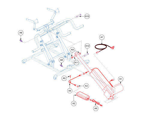 Lc325mm, Single Motor, Dual Lead Lift Chair parts diagram