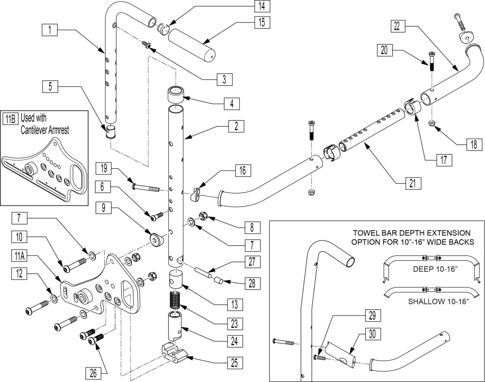 Folding Backrest  W/ Adjustable Back Canes Zm310 parts diagram