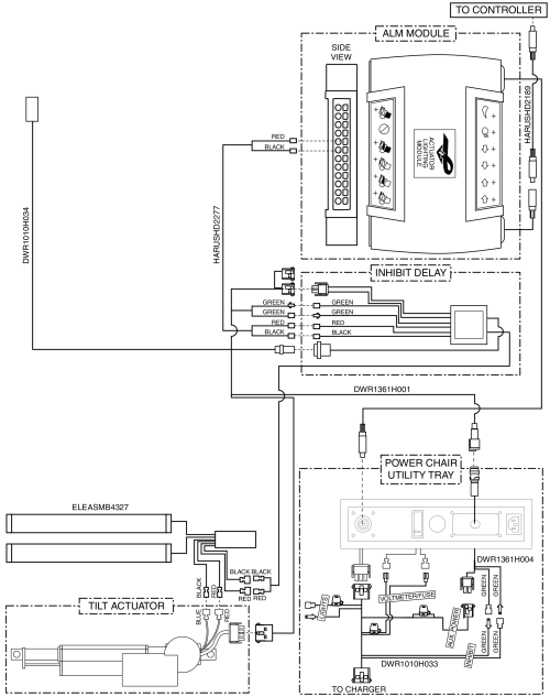 Electrical Diagram - Tilt Thru Joystick W/ Manual Recline, Remote Plus, Jazzy1170, Gen 1 parts diagram