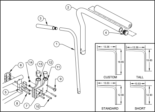 3) Swing Away Armrest/stroller Assy parts diagram