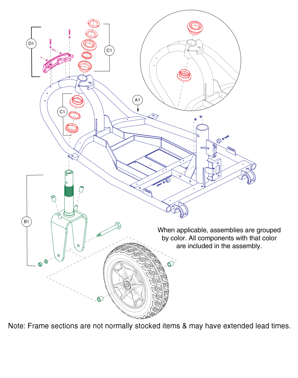 3 Wheel Front Frame And Fork, Victory 9.2 parts diagram