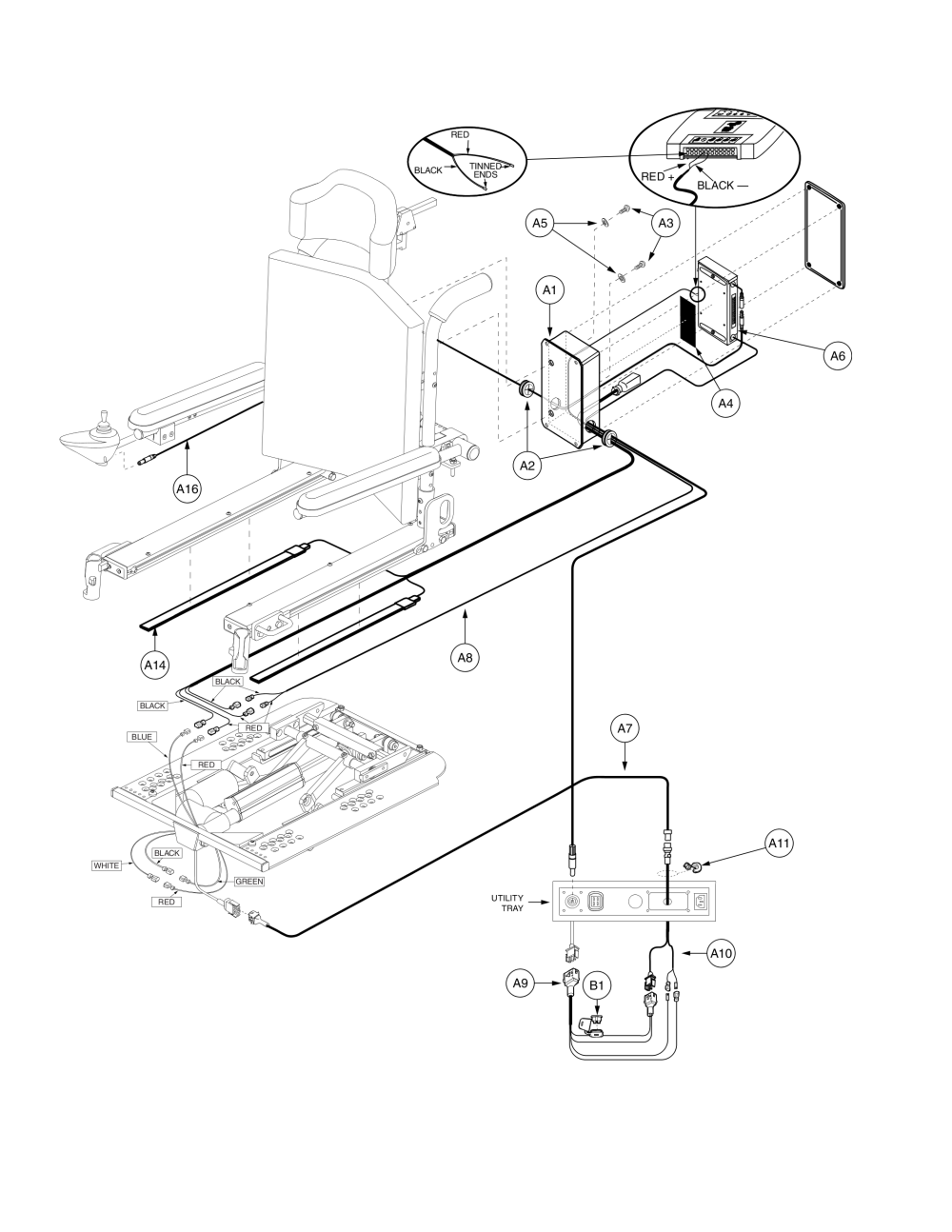 Tb1 Tilt, Remote Plus Thru Joystick, Off-board Charger parts diagram