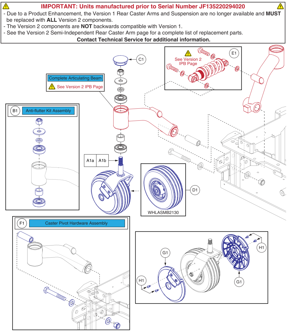 Rear Caster Assy, Semi-ind. Suspension, Ver. 1, J4 parts diagram