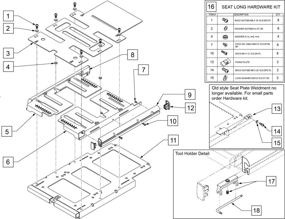 Pro Seat Frame Assembly Short parts diagram