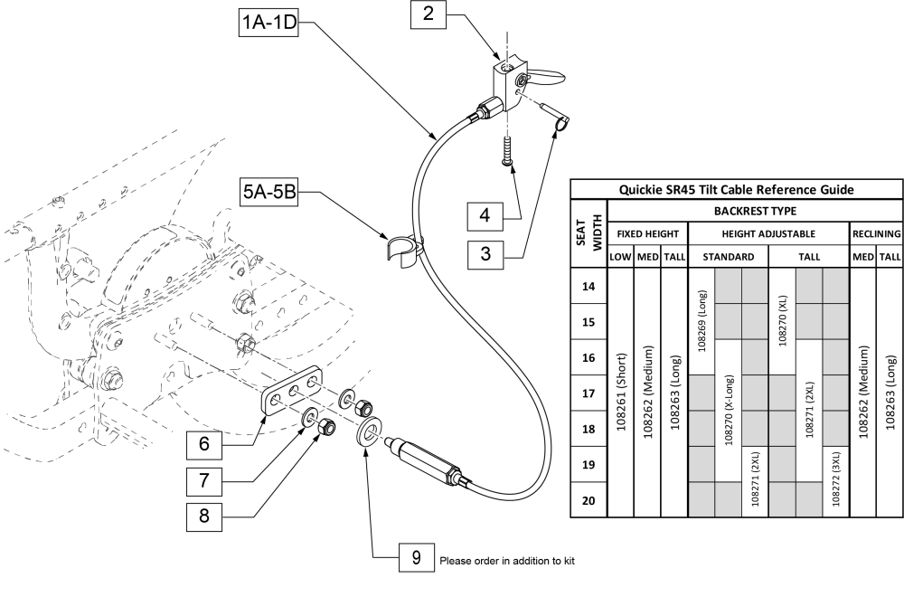 Tilt Handle & Cable For Hgt Adj Backrest parts diagram