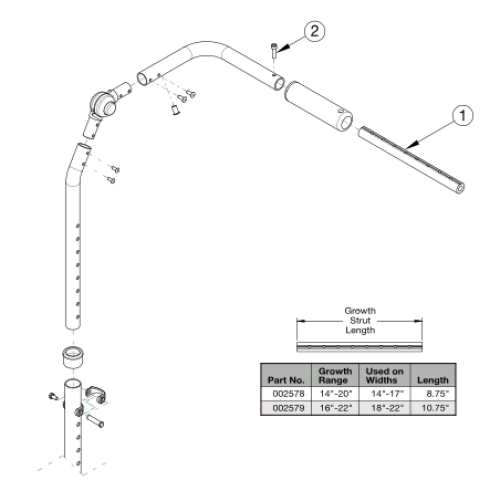 Cr45 Height Adjustable With Adjustable Handle Backrest - Growth parts diagram