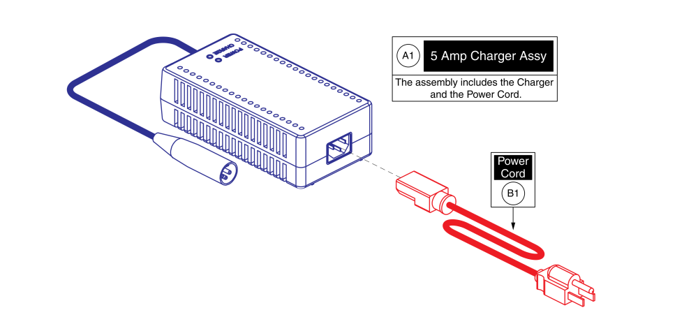 5 Amp Upg Charger Assy, Us Cord parts diagram