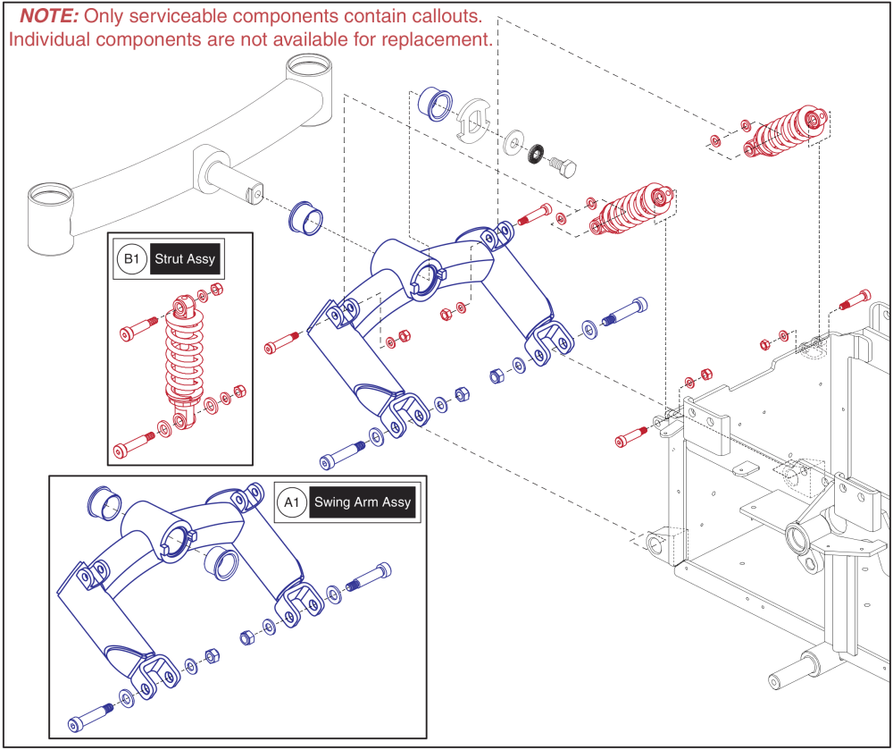 Rear Swing Arm & Strut, Q6 Edge Hd parts diagram