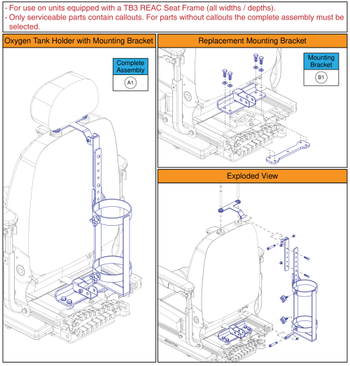 Oxygen Tank Holder, Q-captains Seat W/ Reac Seat Frame parts diagram