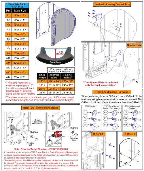 Stealth Q-back 2, Extra Deep Contour parts diagram