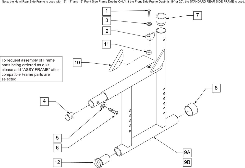 Hemi Straight Rear Side Frame parts diagram