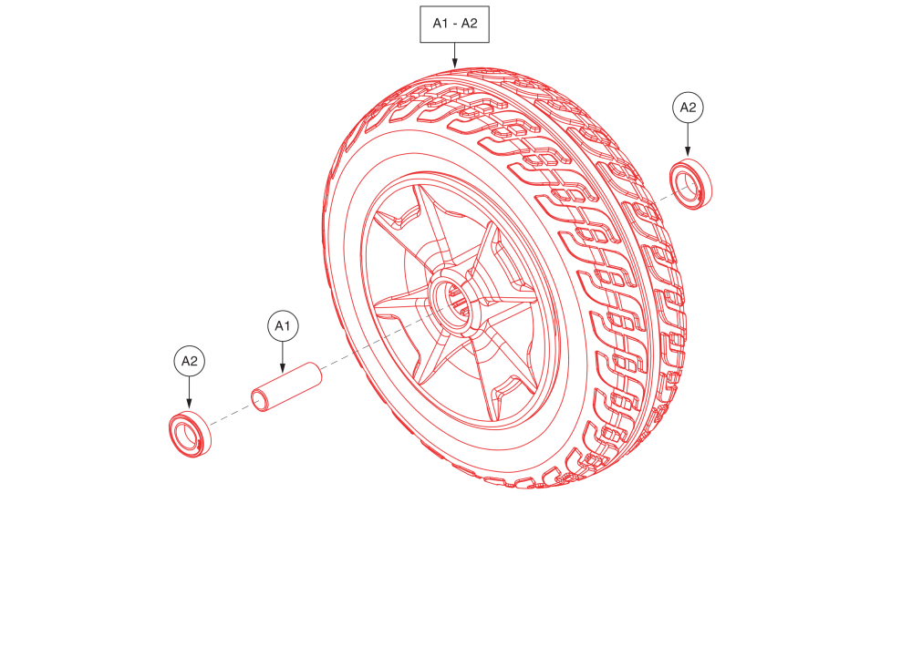 3 Wheel Assembly, Black Tire / Silver Rim,  S5630610001030 - Subsequent parts diagram