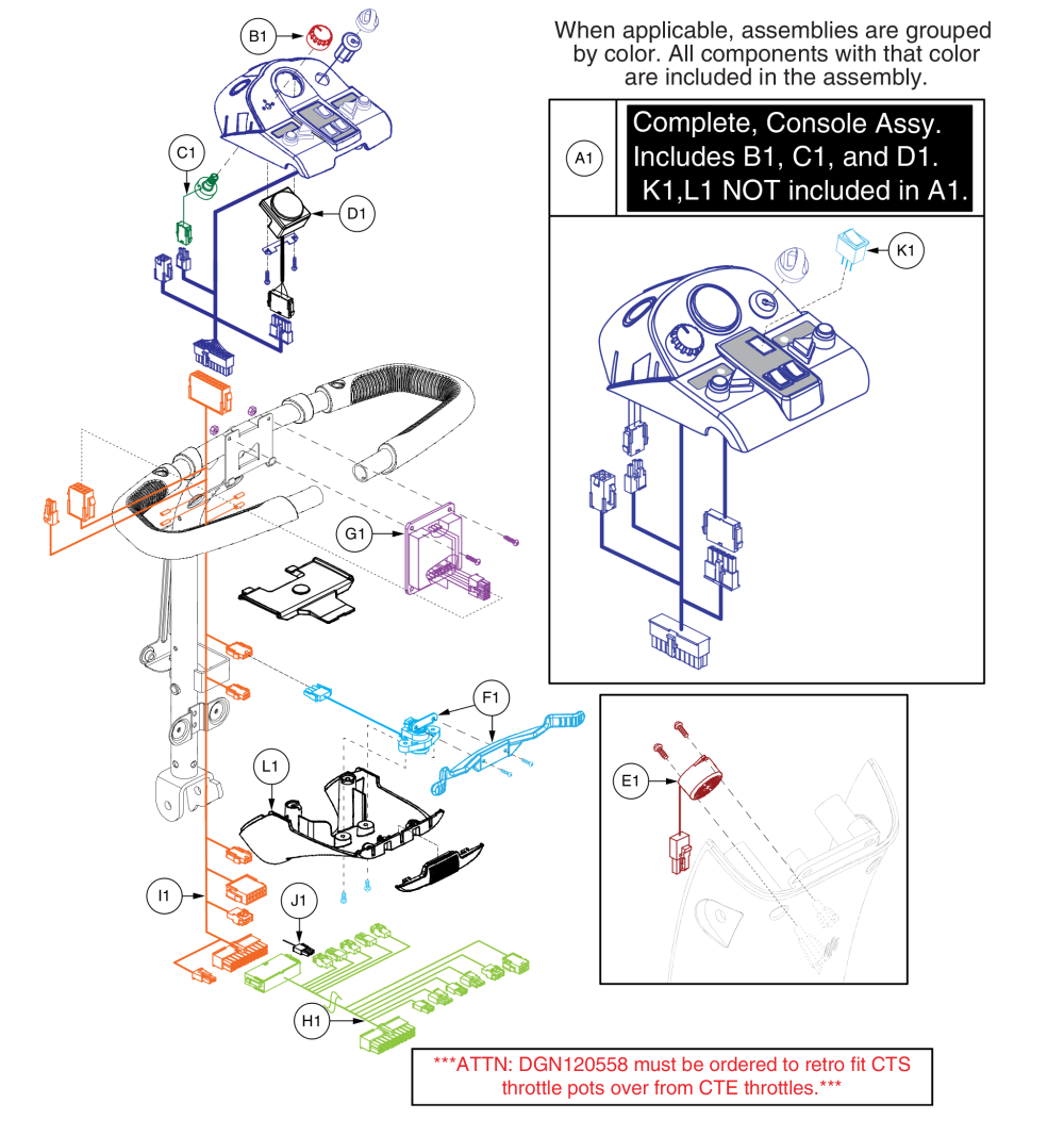 Console Assembly, Cts Throttle Pot, Hi/lo parts diagram