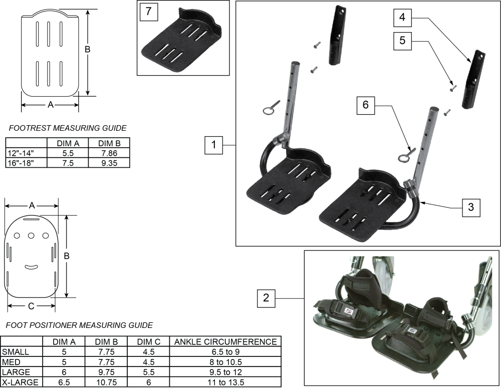 Footrests parts diagram