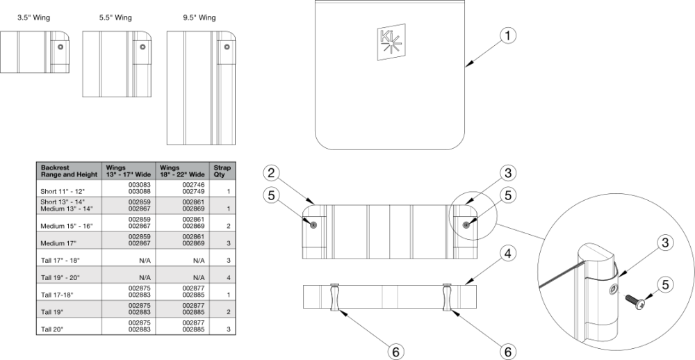 Catalyst E Back Upholstery Padded Hook And Loop Adjustable parts diagram