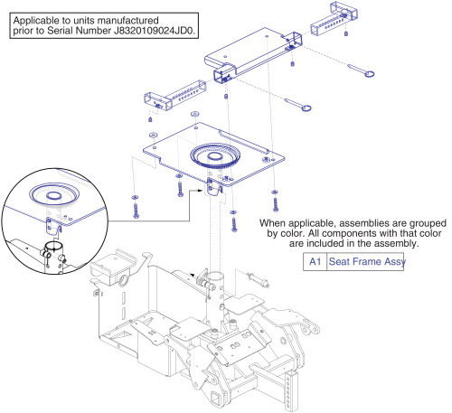 Seat Frame Assy - Upholstered Seating Without Charger Bag parts diagram