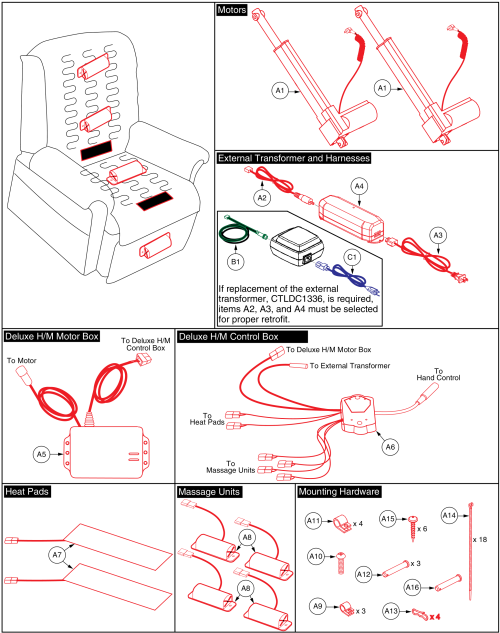 Deluxe Heat/massage parts diagram