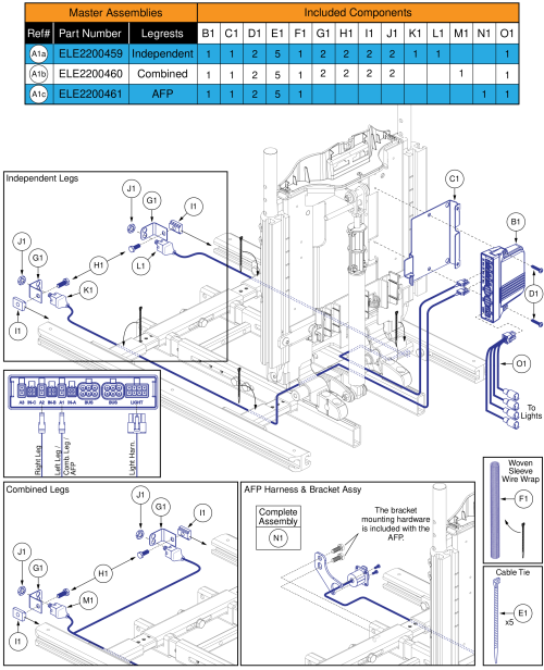 Ql3 Am3l, Tb3 Static Seat W/ Power Legs (units W/ Full Seat Mounted Lights) parts diagram