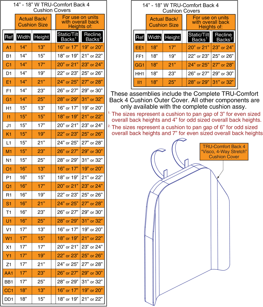 Tru-comfort 4 Back Cushion Covers, 14