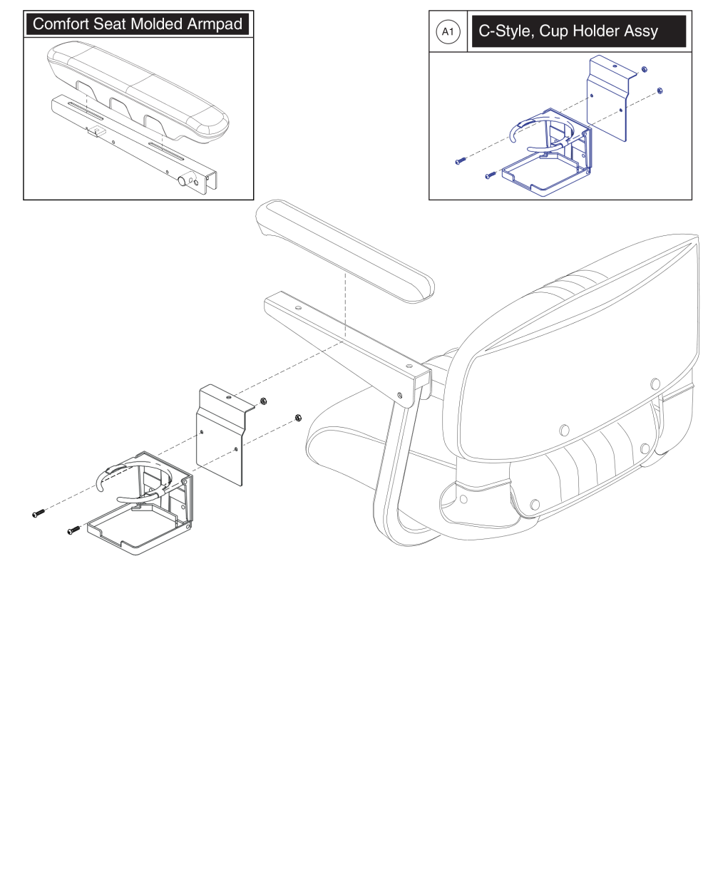 C-style (for 2 Inch Wide Molded Armpads) parts diagram