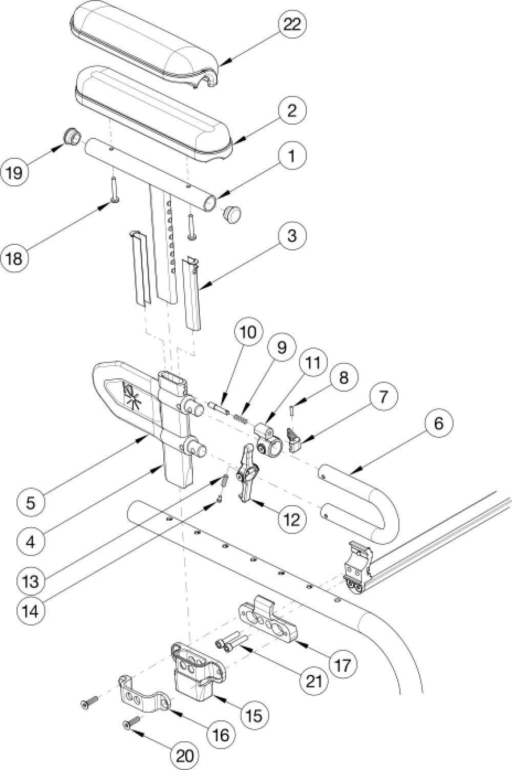 Clik Height Adjustable Low T-arm parts diagram