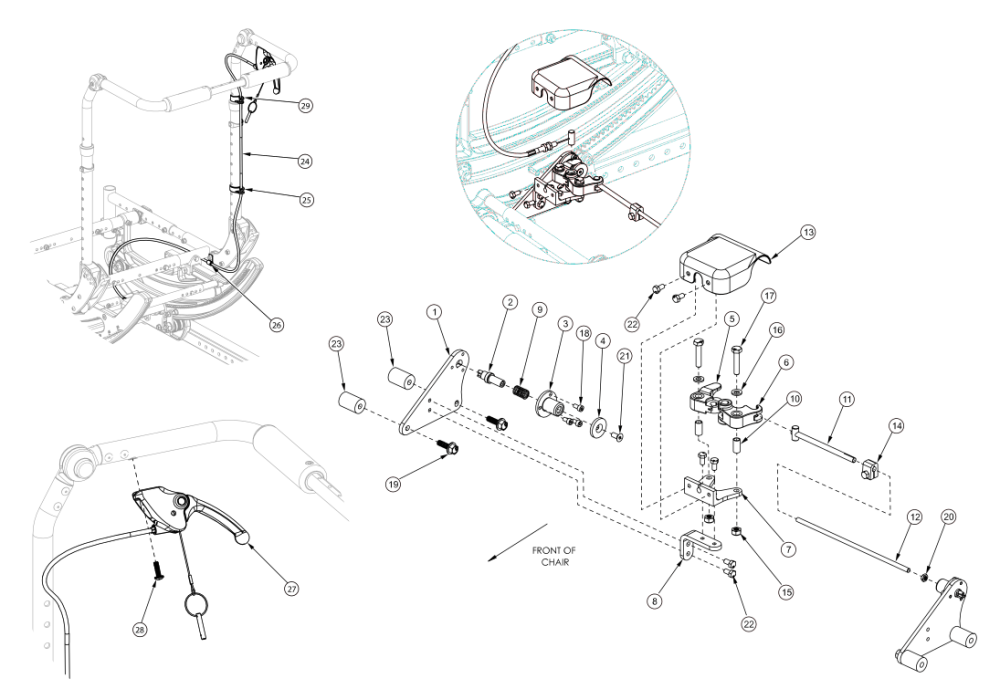 Focus Cr Hand Tilt Mechanism Adjustable Height With Adjustable Handle Back parts diagram