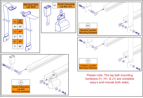 Lap Belts, Tru Balance® 3/4 parts diagram