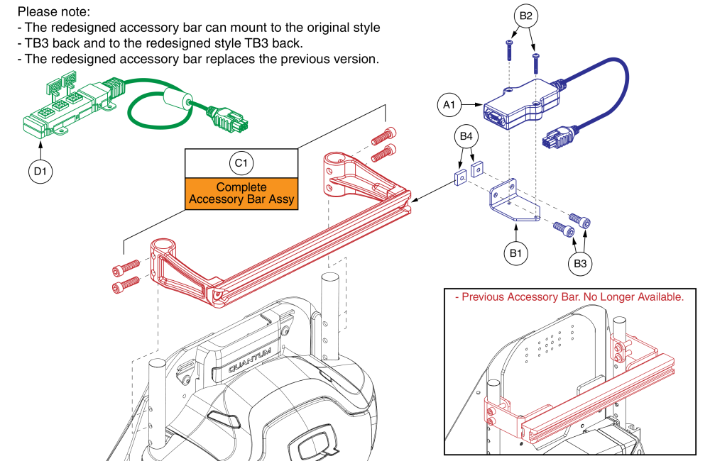 Q-logic 2 Scim Kit Assy W/tb3 Accessory Bar parts diagram