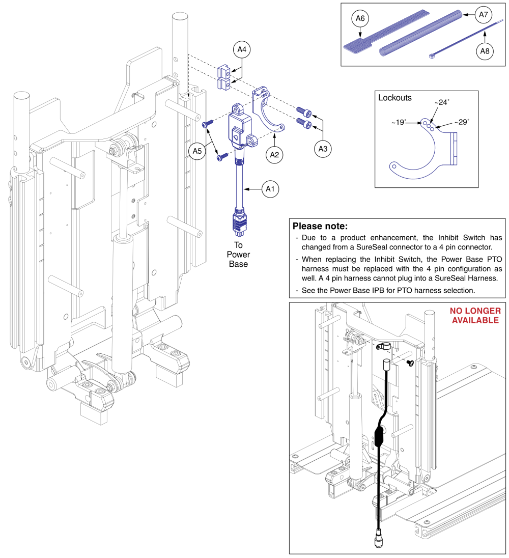 Manual Recline Inhibit Harness, Tb3 Q-logic/ne+ parts diagram