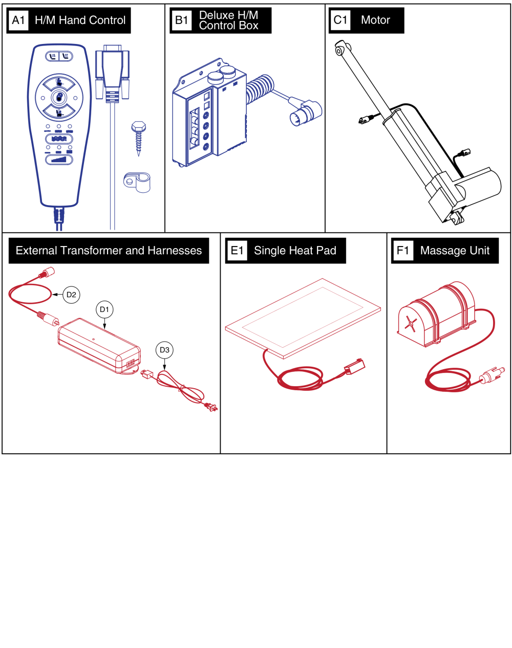 Deluxe Heat/massage parts diagram