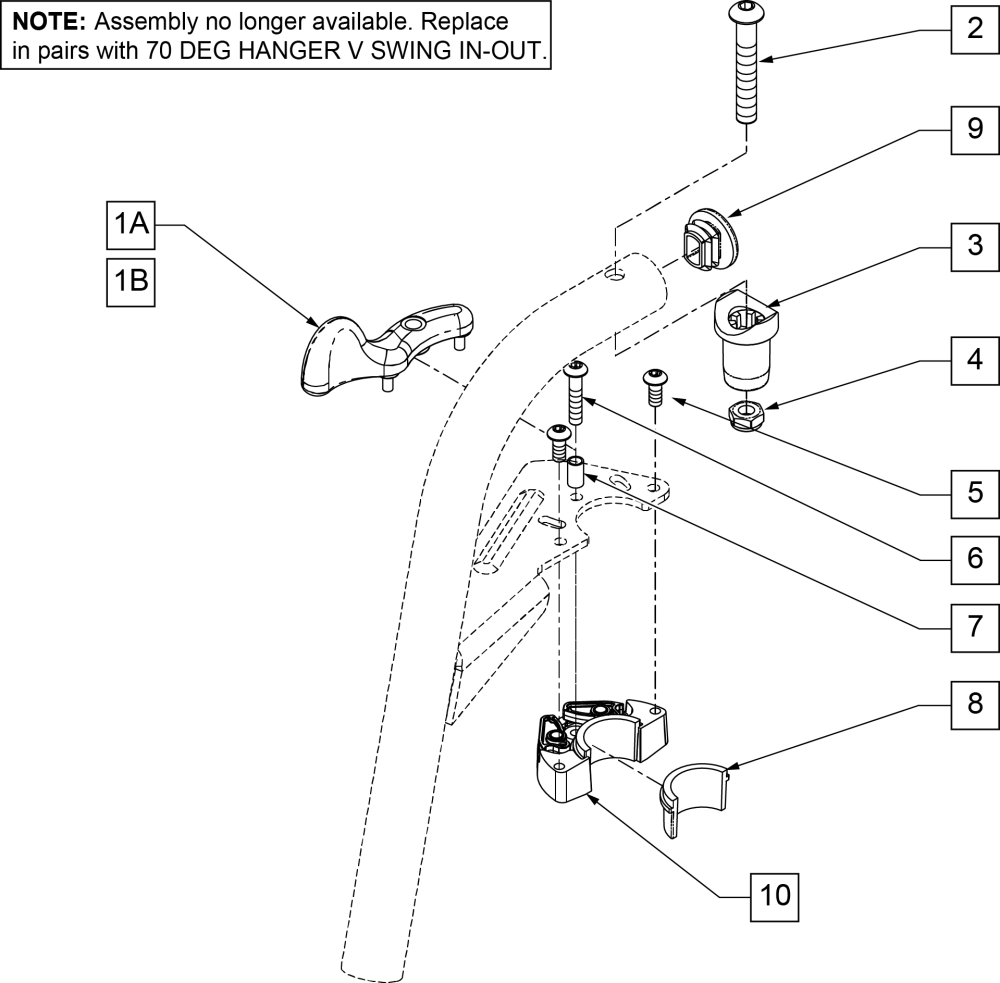 70 Deg 'v' Hanger - Swing In-out (disc.4-21-15) parts diagram