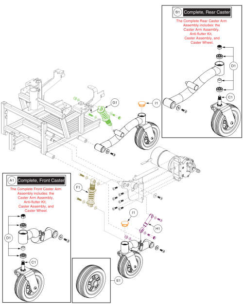 Caster Assy - Left Front, Left Rear parts diagram