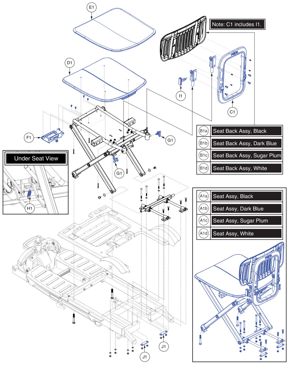 Seat parts diagram