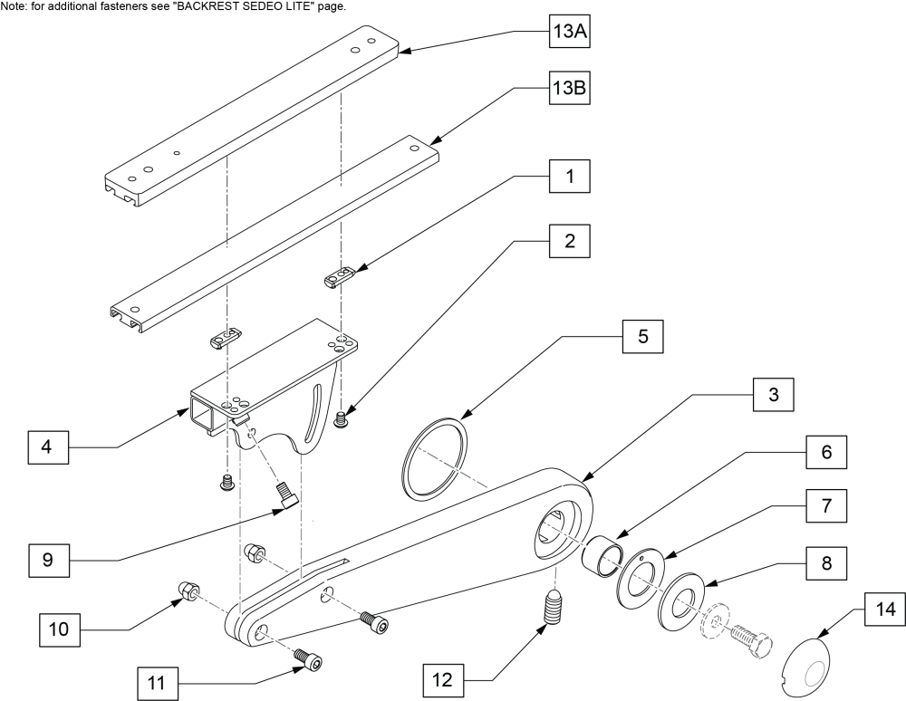 Cantilever Armrest Sedeo Lite parts diagram